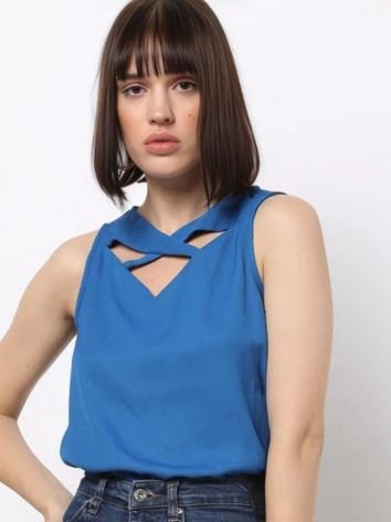 Cross Neck Sleeveless Top