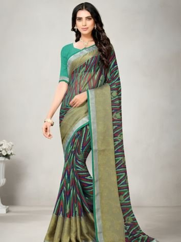 Multi-Coloured Chiffon Saree