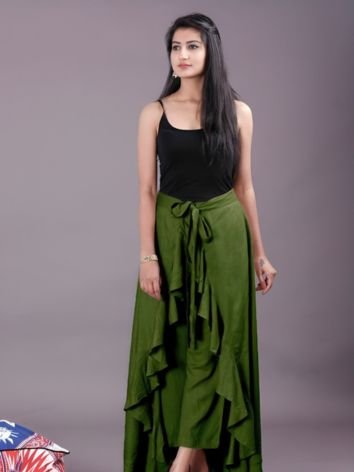 Ruffle Crepe Palazzo