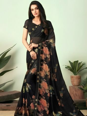 Floral Printed Block Print Sarees