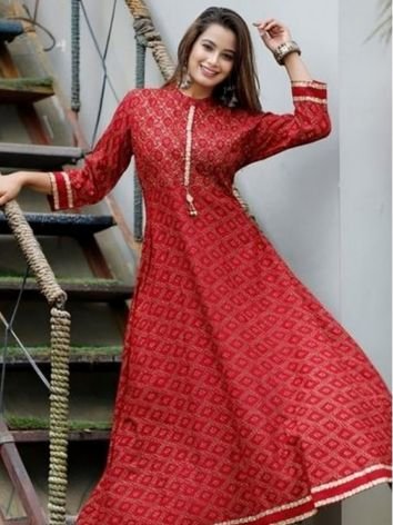 Party Wear Bandhani Kurtis