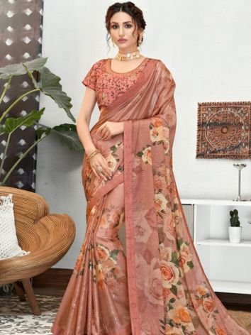 Sequin Digital Printed Sarees