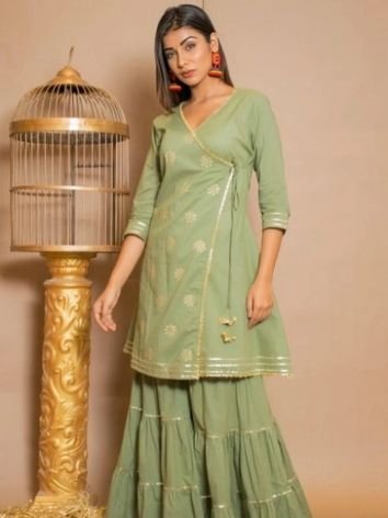 Short Angrakha Kurti with Sharara