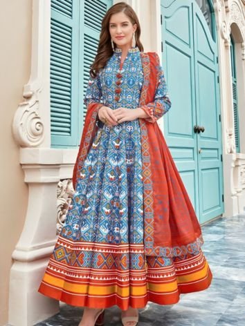 Border Printed Anarkali Suit