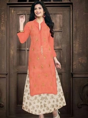 Long Kurtis with Flared And bordered Skirts