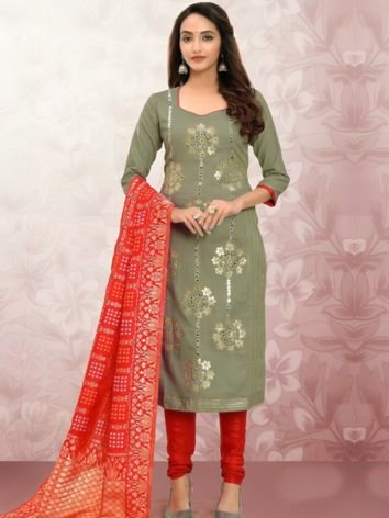 Mirror Worked Cotton Salwar Kameez