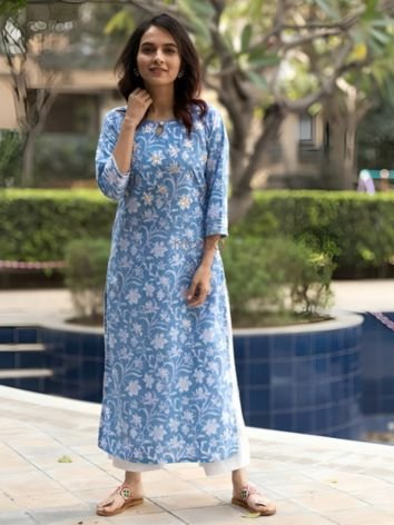 The Floral Printed Block Print Kurtis