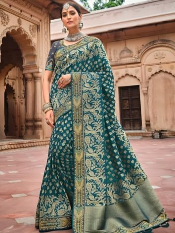 Bridal Wear Embroidered Banarasi Saree from Kolkata Wholesalers