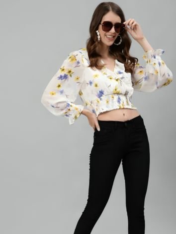Fashionable Blouson Crop Top