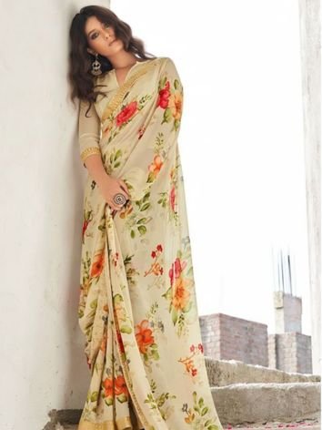 Floral Printed Georgette Sarees