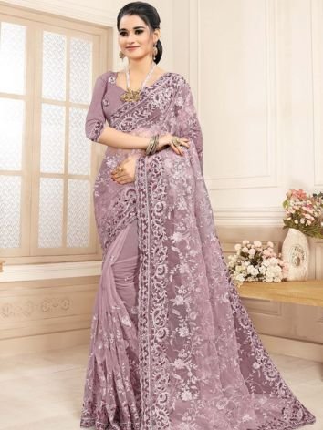 Heavy Embroidered Net Bridal Saree from Kolkata Wholesalers