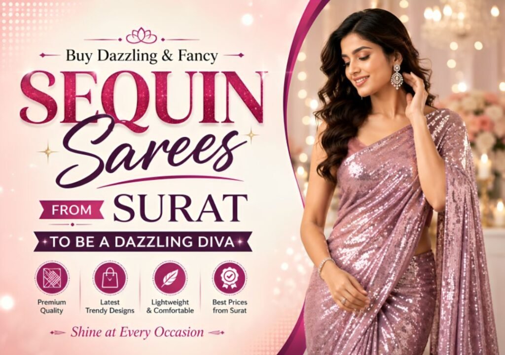 Buy Dazzling and Fancy Sequin Sarees from Surat to Be A Dazzling Diva